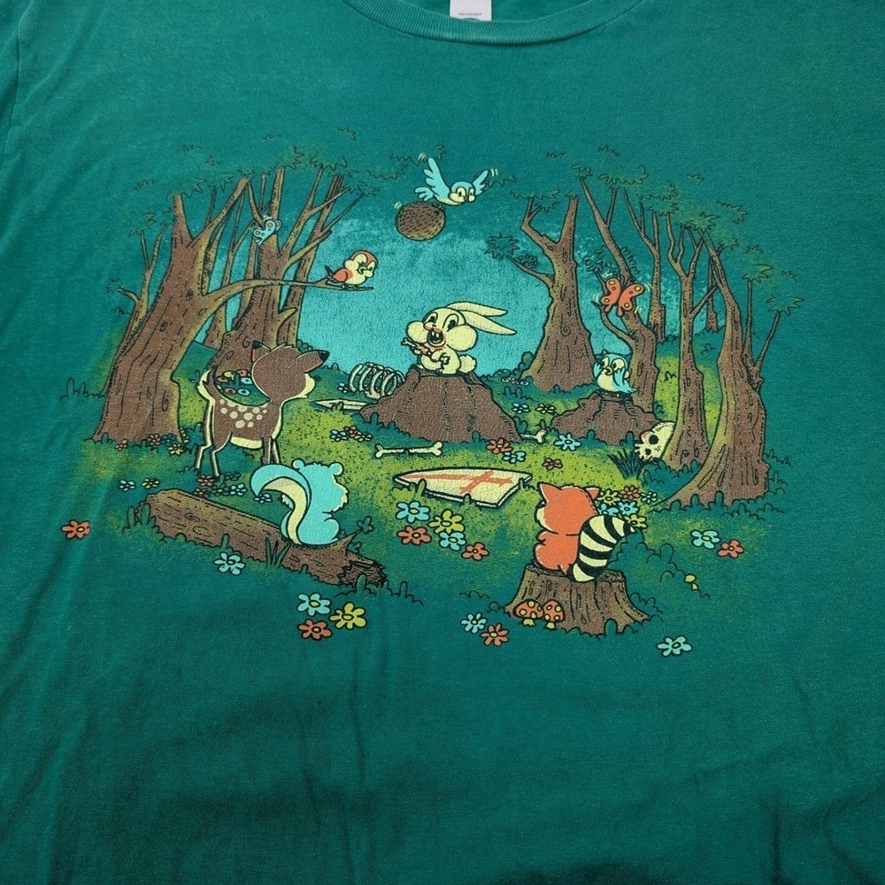 Woot Killer Rabbit of Caerbannog Monty Python Graphic Tee Men's L Green Y2K